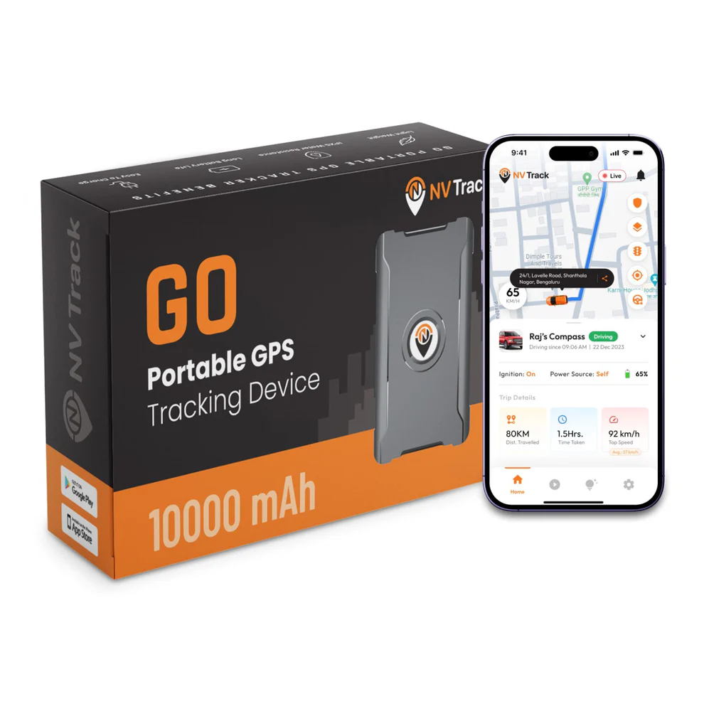 NV GO - Wireless GPS Tracker for Car, Bike, EV, Kids School Bag, Women & Luggage